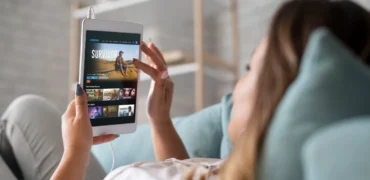 A women using a Video on Demand app