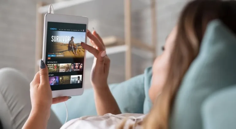 A women using a Video on Demand app