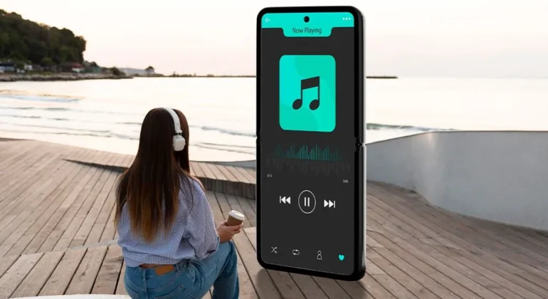 A person using music on Demand app